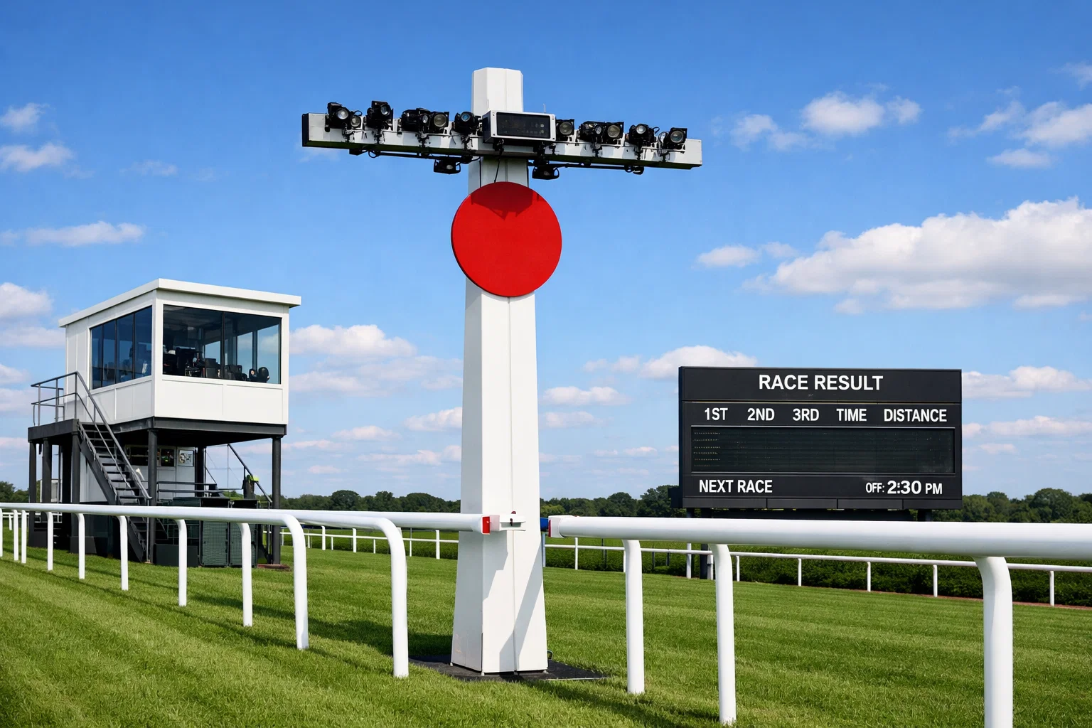 Photo finish camera equipment at British racecourse capturing race results