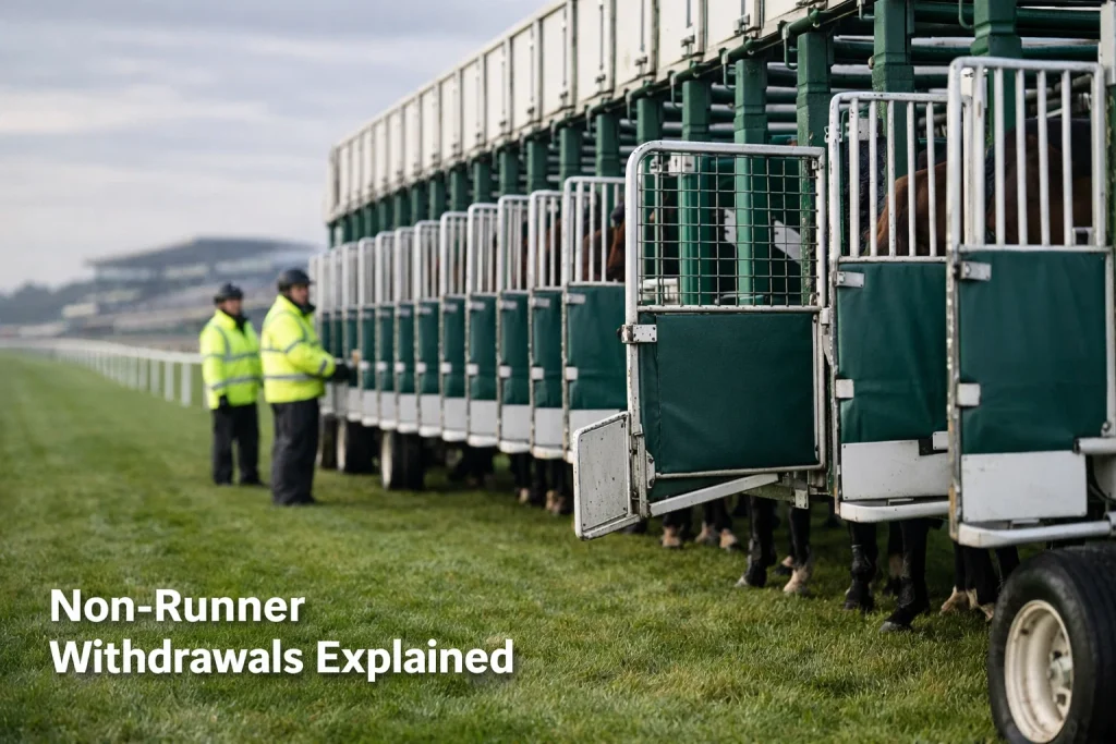 Empty starting stall at a British racecourse starting gate on race day